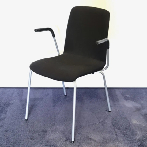1602609-1 Stol helklädd armstöd svart och silver 8 stycken