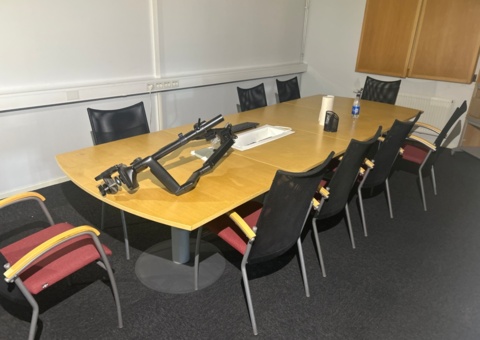 Conference table with 9 chairs