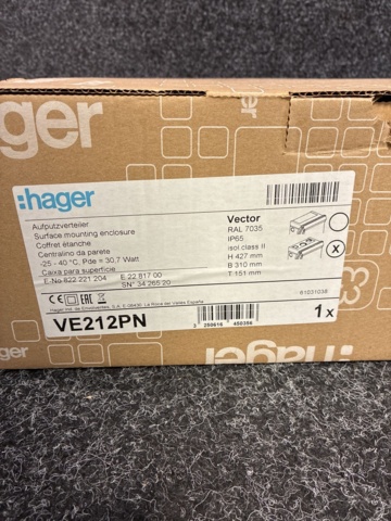 1602628-8 Utanpåliggande normkapsling Hager VE212PN
