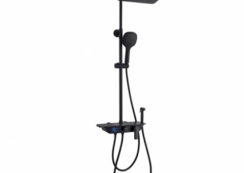 Ceiling shower set with LED display | Black