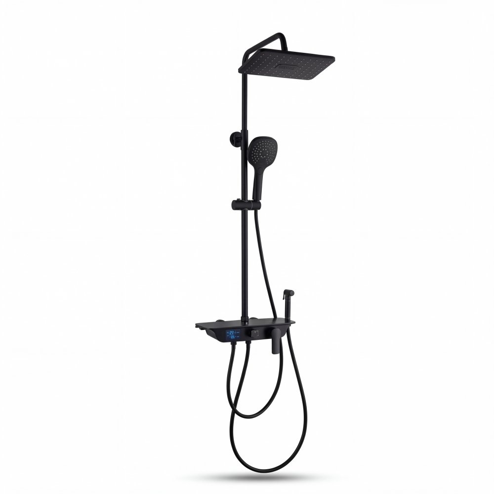 1505347-1 Ceiling shower set with LED display | Black