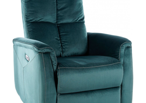 Electric adjustable Neptun recliner armchair in green velvet