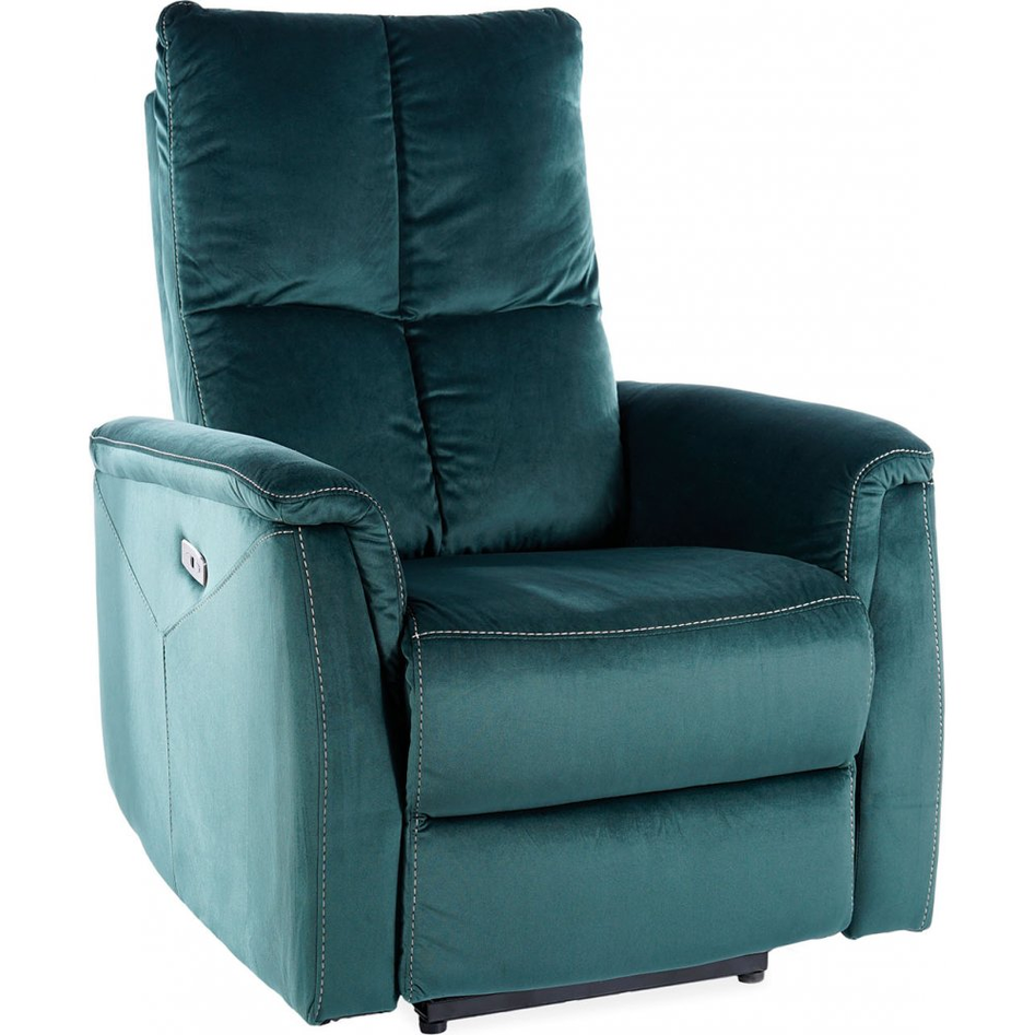 1597611-1 Electric adjustable Neptun recliner armchair in green velvet