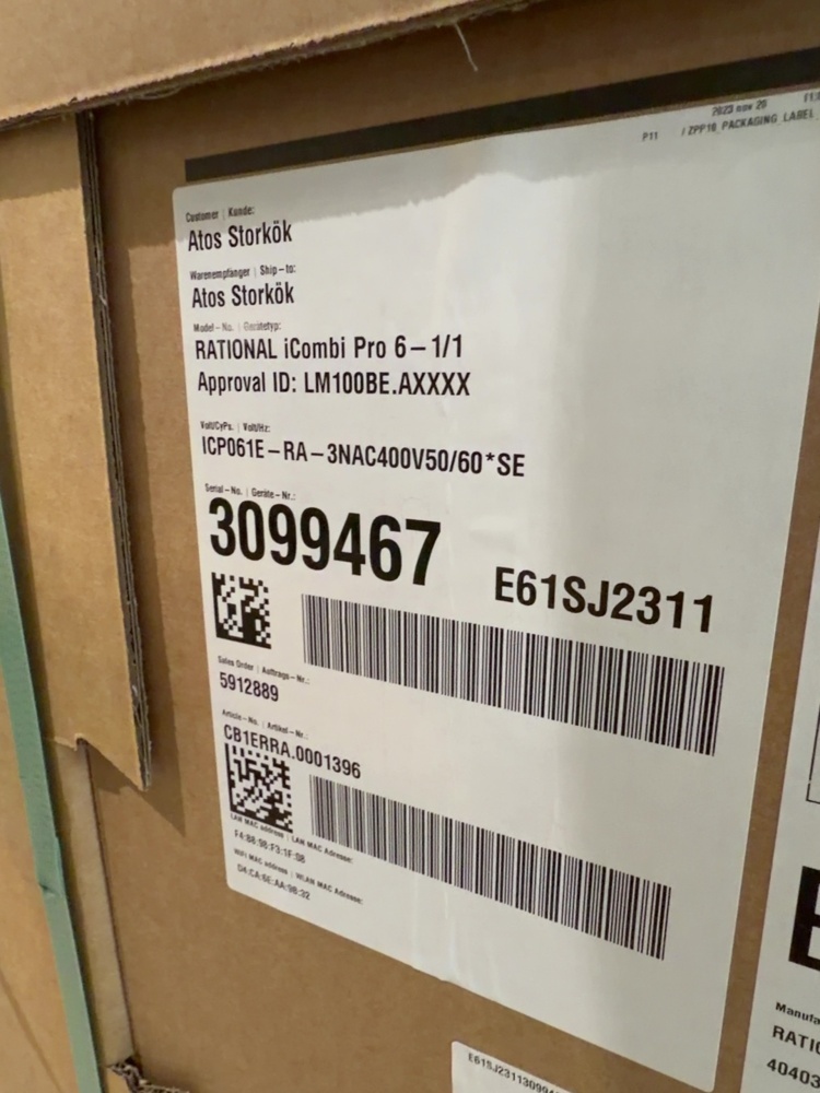 1575000-2 Kombiugn - RATIONAL iCombi Pro 6-1/1 (Ny i kartong)