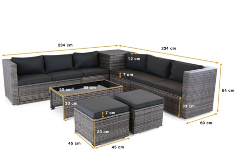Exclusive lounge group | Built-in storage | Gray synthetic rattan | Djursvik