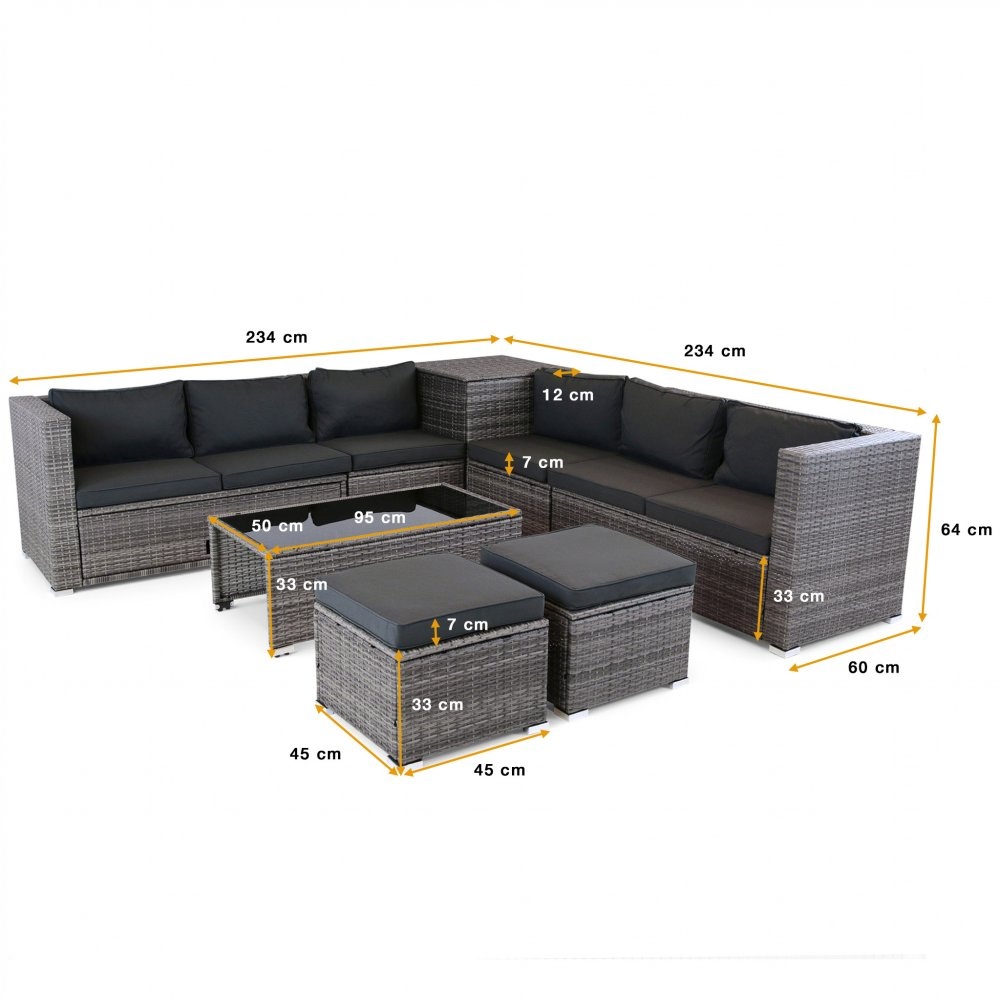 1602460-1 Exclusive lounge group | Built-in storage | Gray synthetic rattan | Djursvik