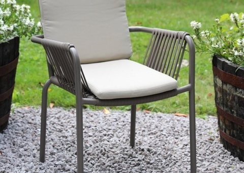 6 stackable outdoor chairs with rope design - Lincoln