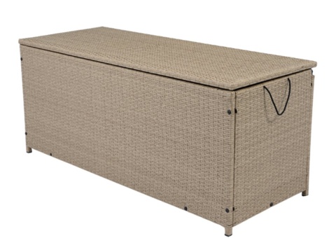 Synthetic rattan cushion box | 420L | Beige