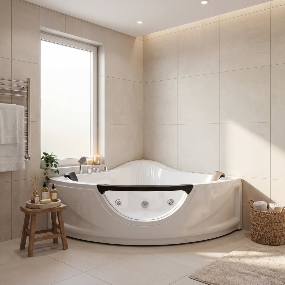 1602446-1 Massage bathtub Glossy white acrylic With heater - Miro