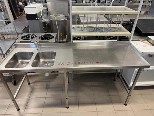 1141756-2 Rostfritt bänk med dubbeltho cirka 200x65x90 cm