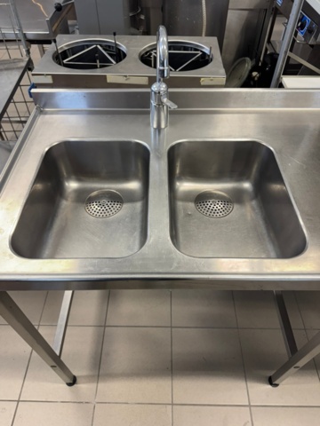 1141756-3 Rostfritt bänk med dubbeltho cirka 200x65x90 cm