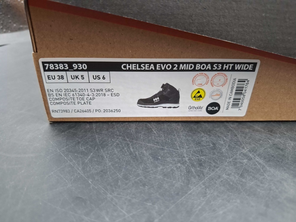 1602895-2 Skyddskängor - Helly Hansen, Chelsea Evo 2 Mid BOA S3 HT Wide, stl 38