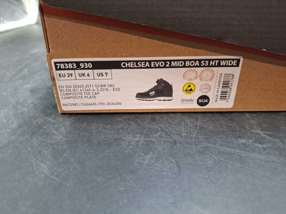 1602903-2 Skyddskängor - Helly Hansen, Chelsea Evo 2 Mid BOA S3 HT Wide, stl 39