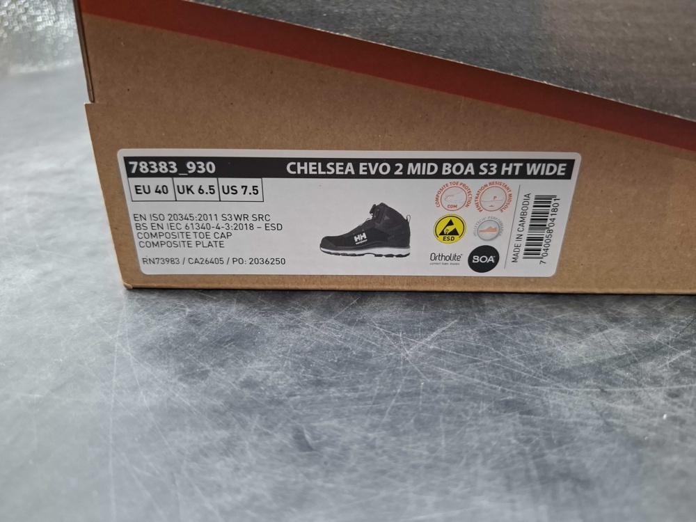 1602910-2 Skyddskängor - Helly Hansen, Chelsea Evo 2 Mid BOA S3 HT Wide, stl 40