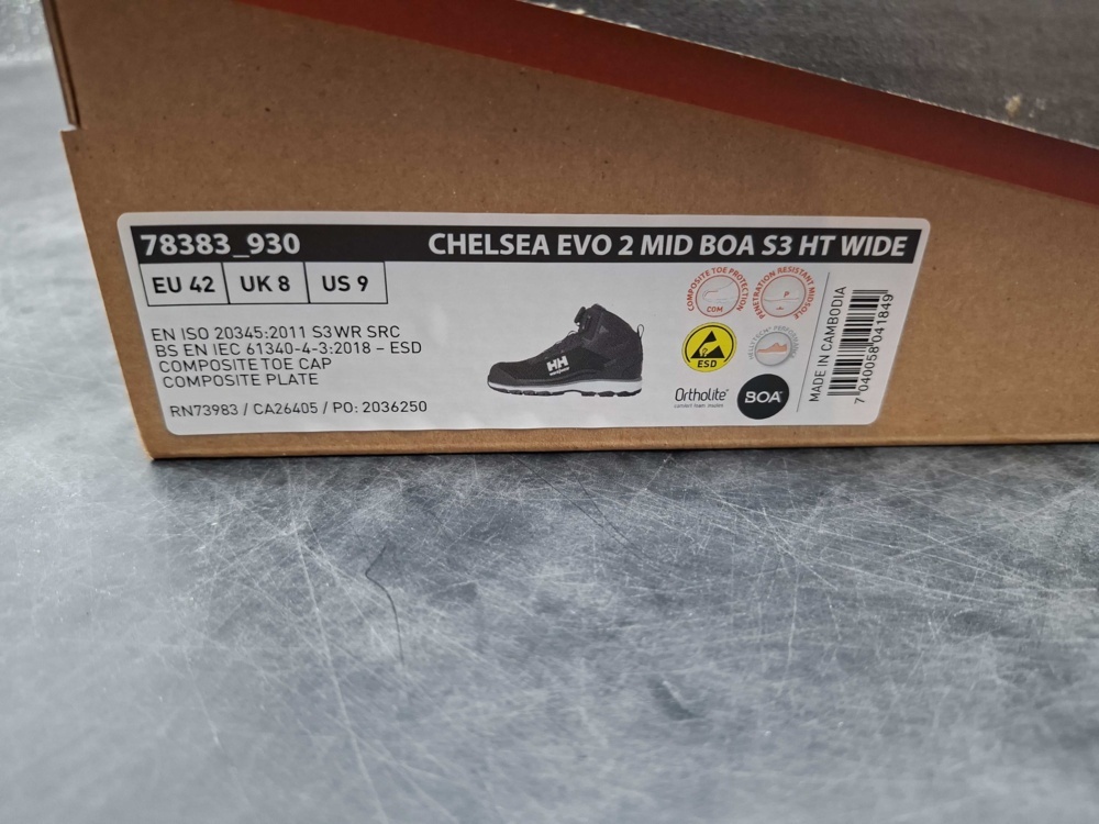1603452-2 Skyddskängor - Helly Hansen, Chelsea Evo 2 Mid BOA S3 HT Wide, stl 42