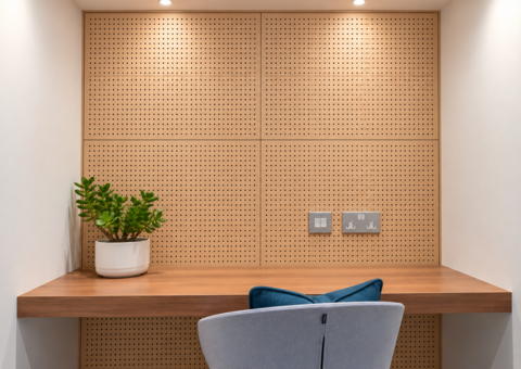 Perforerad akustikpanel i trä - 13 st - L:1200 mm B:1200 mm T:11 mm, 18,72 m²