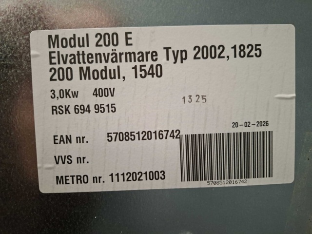 1602789-10 Golvstående elvattenvärmare Metro Therm Modul 200 E