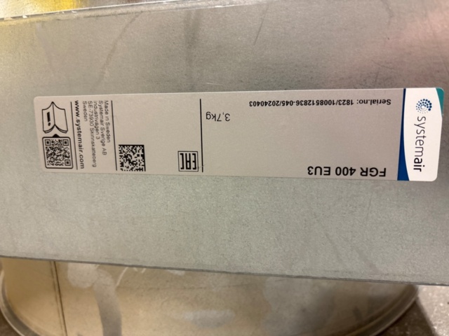 1600255-5 Ventilationsenhet med filter och tillbehör - Systemair FGR 400 EU3