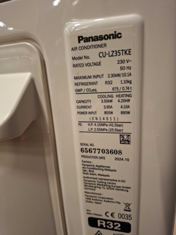 1602792-7 Utedel luftvärmepump/luftkonditionering Panasonic CU-LZ35TKE