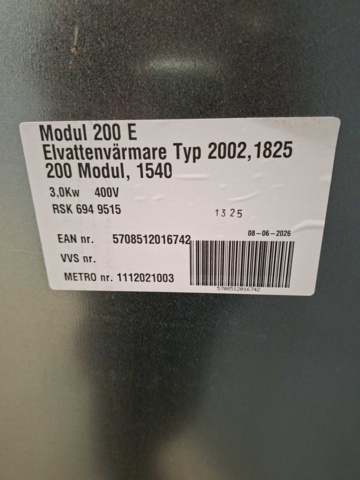 1602793-6 Golvstående elvattenvärmare Metro Therm Modul 200 E