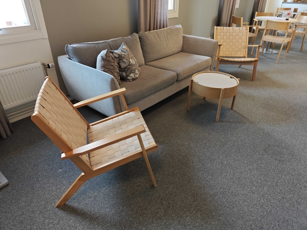 1484712-1 Sofa, chairs, table, blackboard and cabinet
