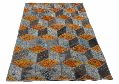 Hand-knotted Persian patchwork rug - Wool/yarn, 141 x 215 cm