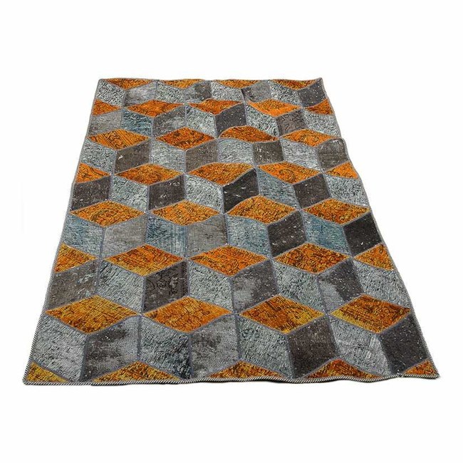 1604022-1 Hand-knotted Persian patchwork rug - Wool/yarn, 141 x 215 cm
