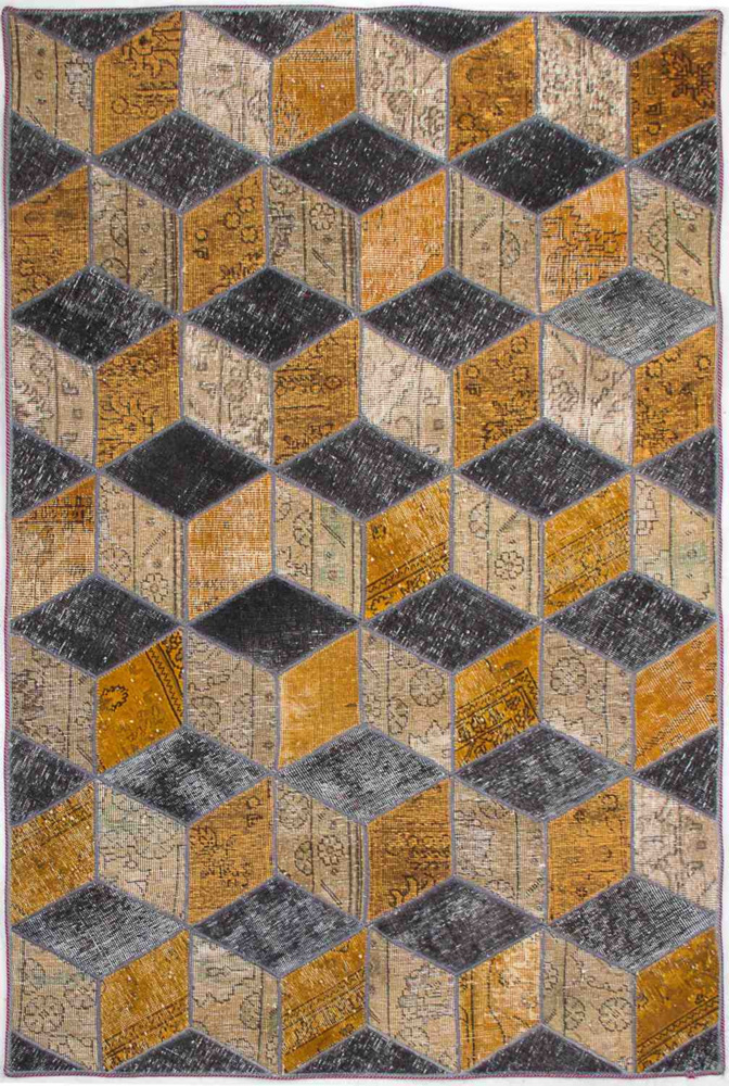 1604023-1 Hand-knotted Persian patchwork rug - Wool/yarn, 142 x 216 cm