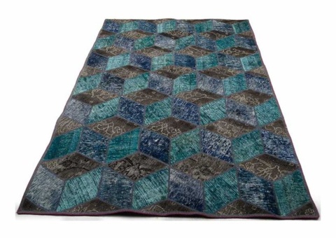 Hand-knotted Persian patchwork rug - Wool/yarn, 142 x 216 cm