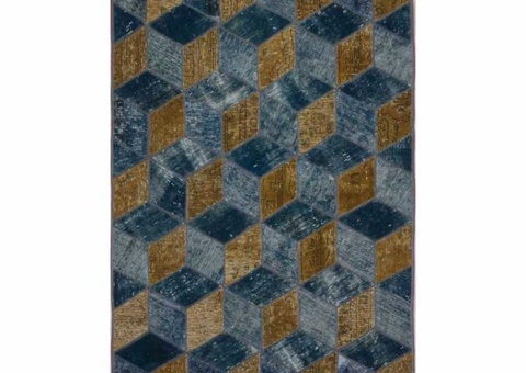 Hand-knotted Persian patchwork rug - Wool/yarn, 142 x 217 cm