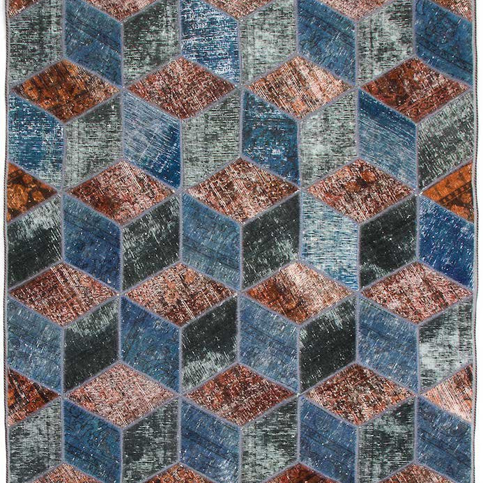 1604075-1 Hand-knotted Persian patchwork rug - Wool/yarn, 141 x 215 cm