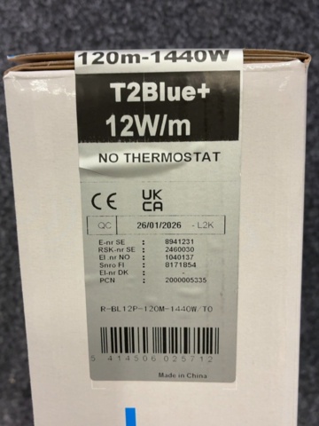 1603883-3 Värmekabel för golvvärme - Raychem T2Blue+