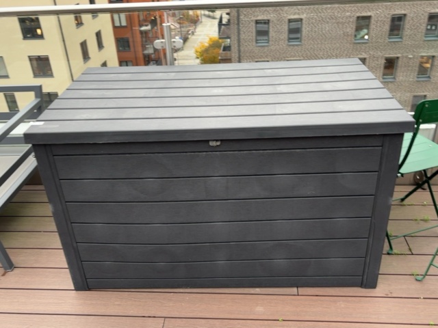 1548318-7 Soffgrupp för utomhusbruk med förvaringsbox, loungebord och ljuslyktor