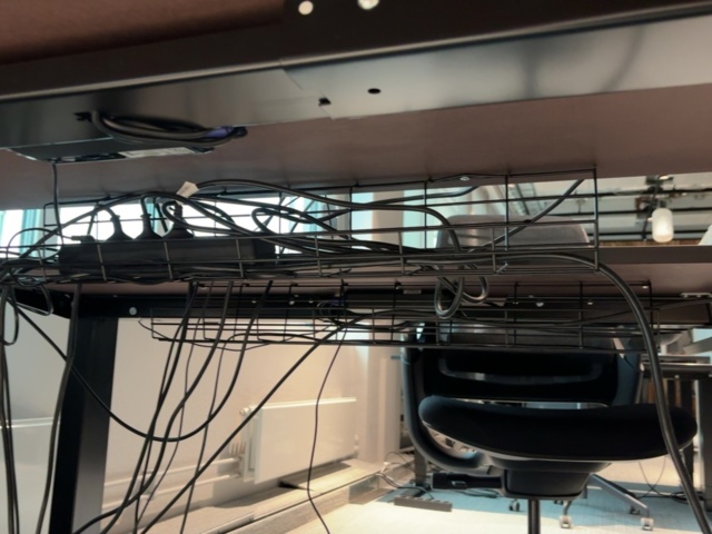 1548324-5 Kontorsarbetsplats med elektriskt skrivbord och 2 bildskärmar med tillbehör - HÅG / Dell