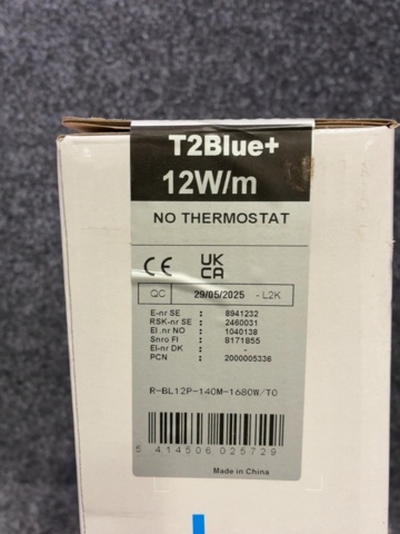 1603931-5 Värmekabelpaket för golvvärme - Raychem T2Blue+
