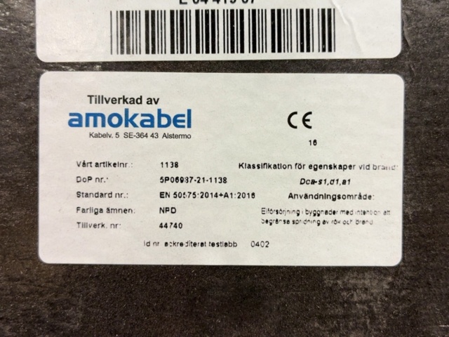 1603936-3 Installationskabel Tvinnad Electrica FQ FQ 3G1,5 150m
