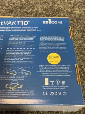 1603948-5 2 st Värmekabel Ebeco Frostvakt 10