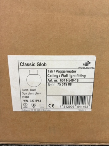 1603957-3 Tak / Väggarmatur Classic Glob Ifö Electric