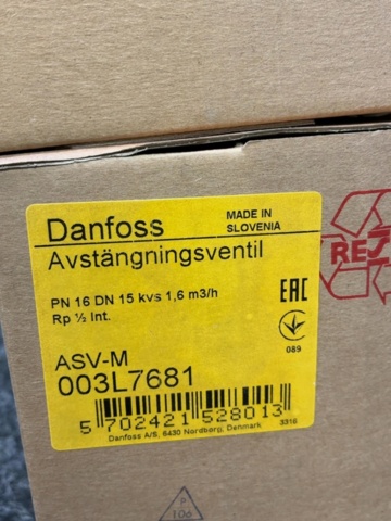 1604698-4 4 st Avstängningsventil ASV-M, Danfoss