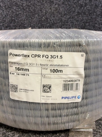 1604716-4 Flexrör Pipelife Powerflex CPR FQ 3G1.5 16 mm 100 m