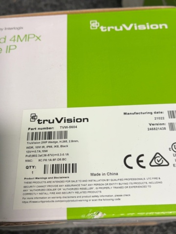 1604766-5 2 st Övervakningskameror TruVision Interlogix TVW-5604
