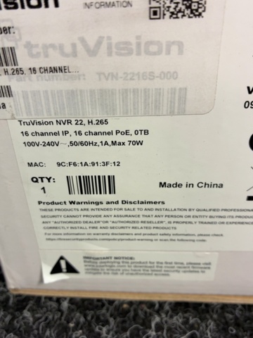 1604771-8 Nätverksvideoinspelare TruVision NVR 22S - Interlogix