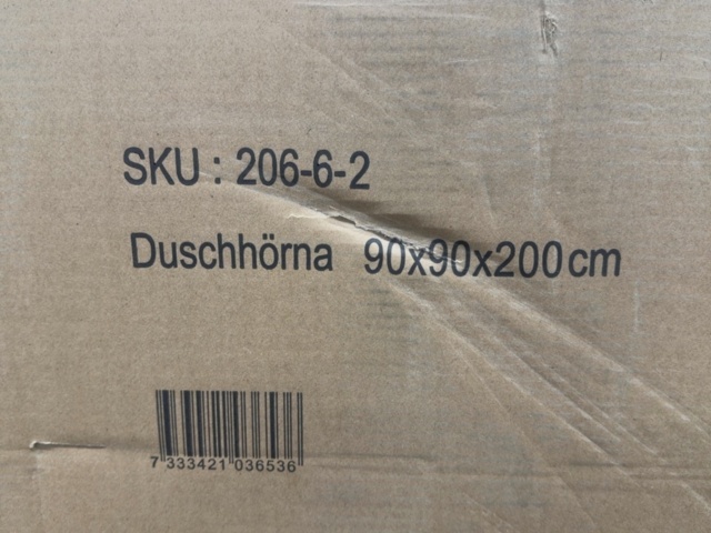 1604637-3 Duschhörna med svarta profiler | 6mm säkerhetsglas