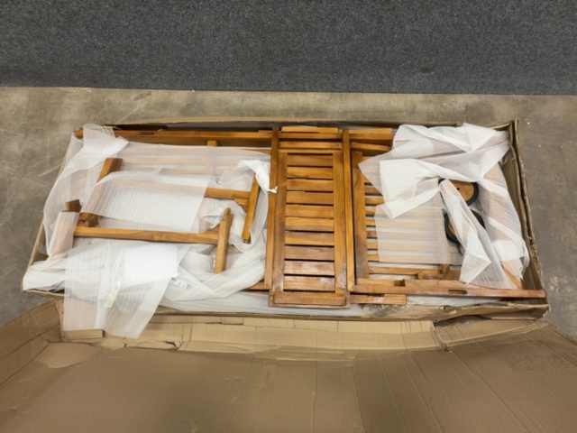 1604638-7 Solstol i teak med hjul och utfällbart hyllplan | 120 cm | Solö