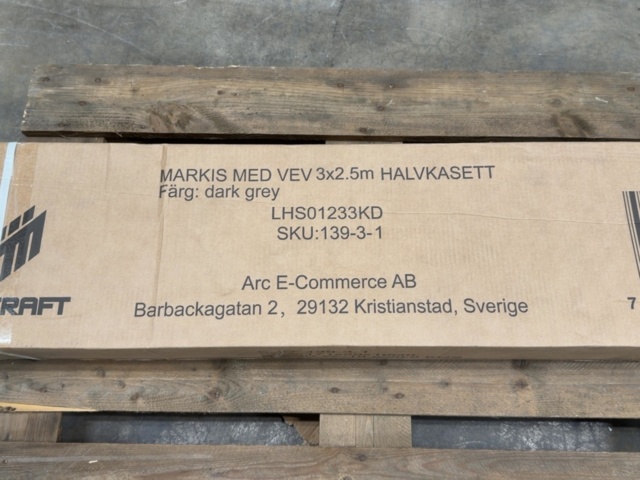 1604641-3 Markis 3x2,5 m | Mörkgrå ram & ljusgrått tyg | Metalcraft