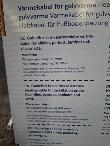 1604807-4 Golvvärmekabel Ebeco Cableflex 11, 49m