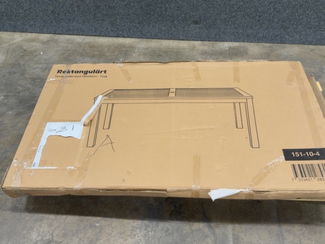 1604653-3 Rektangulärt teakbord i massiv teak 160 × 90 cm