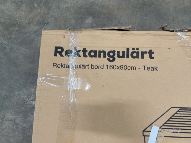 1604653-5 Rektangulärt teakbord i massiv teak 160 × 90 cm