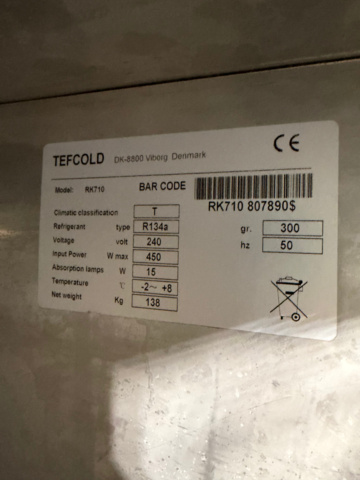 1566520-6 Kylskåp – Tefcold RK710