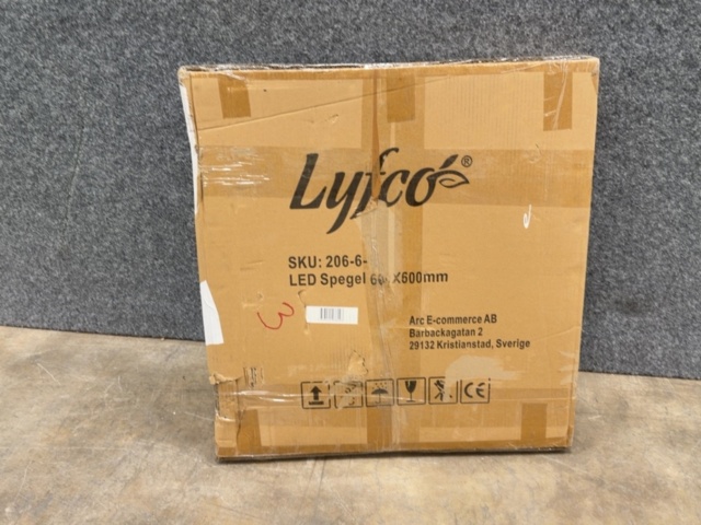1605668-2 Badrumsspegel 60x60 cm| LED-lyse sidor | Dimmer & touch-styrning